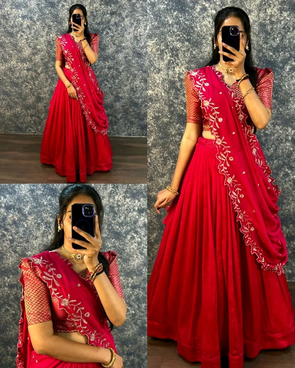 Super Trendy New Full Stitched Lehenga - Pink, XL