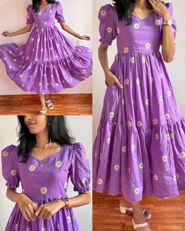 Beautiful and comfortable Flowers Maxi  - Mauve, L