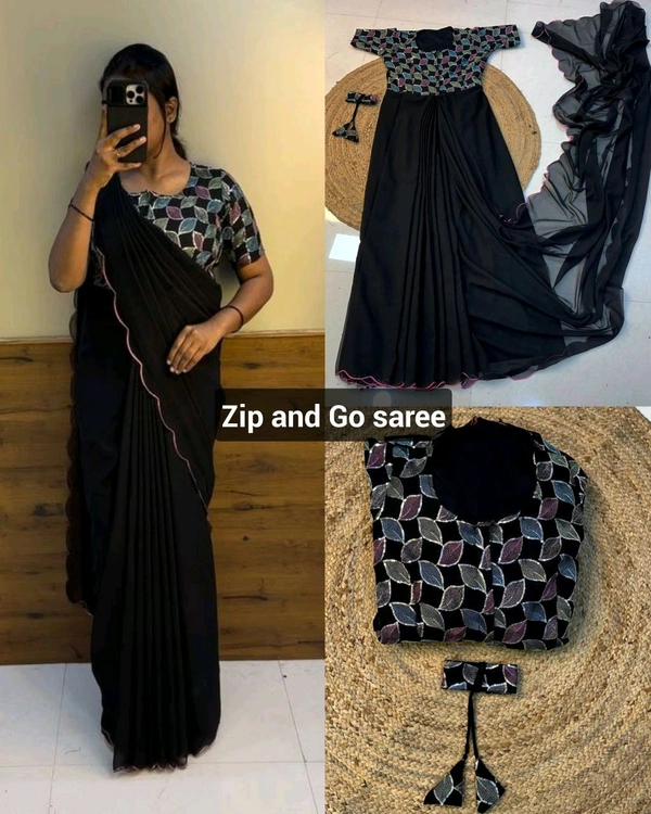 Zip and Go saree - Black, L