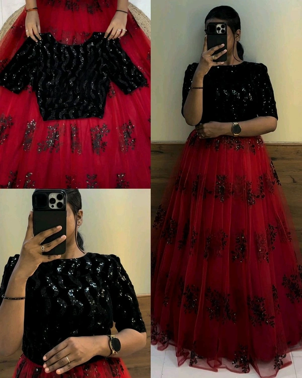 Pongal launch party wear lehenga - Red, XS