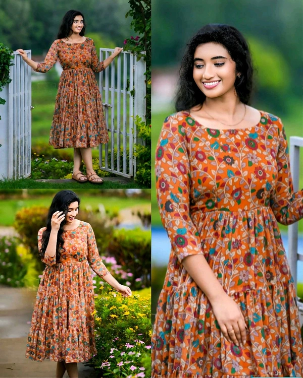 Stylish Floral Outfit Summer Dress - Orange, M