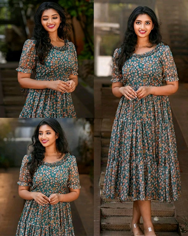 Stylish Floral Outfit Summer Dress - Teal, M