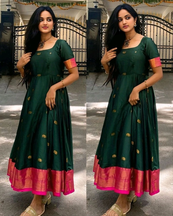 Black Paithani Silk - M, Green