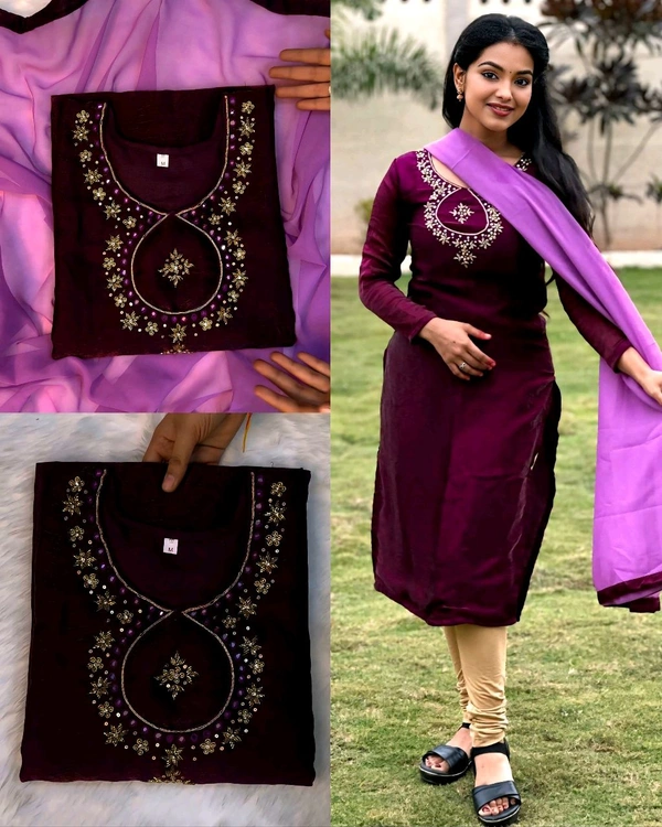 Space Silk with hand work - Wine, 2XL