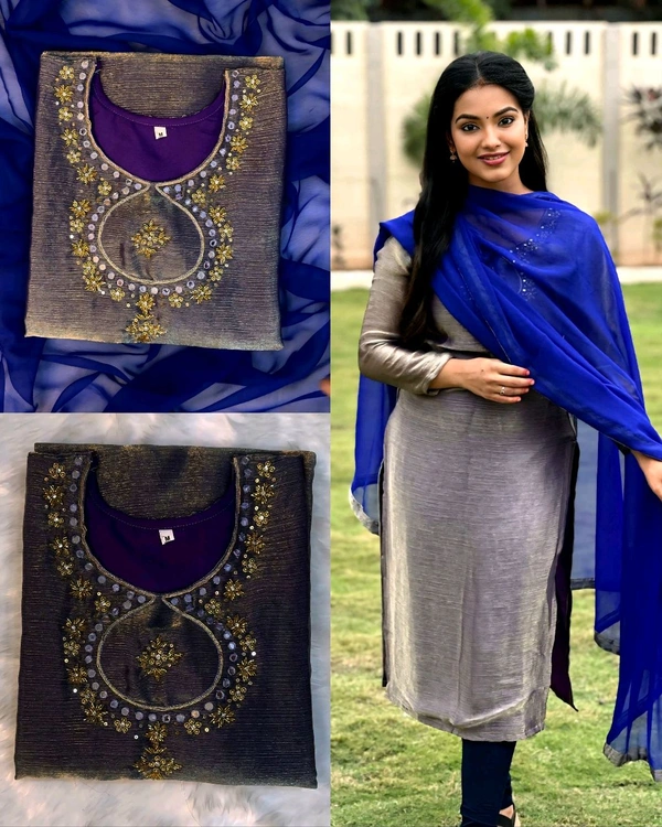 Space Silk with hand work - Dove Gray, 2XL