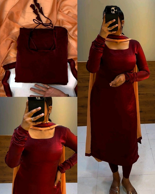 Trending space silk Kurtis 😍 - Maroon, 2XL