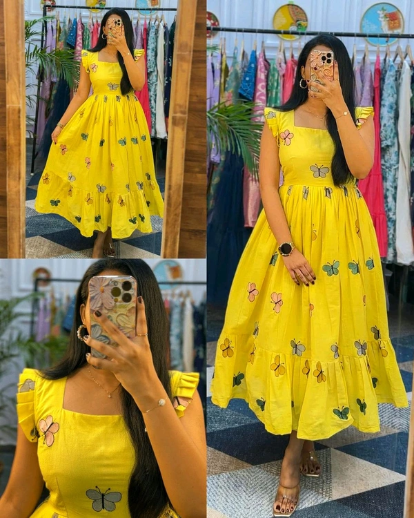 Lunching New Super Stylish And Trendy Maxi - Yellow, L