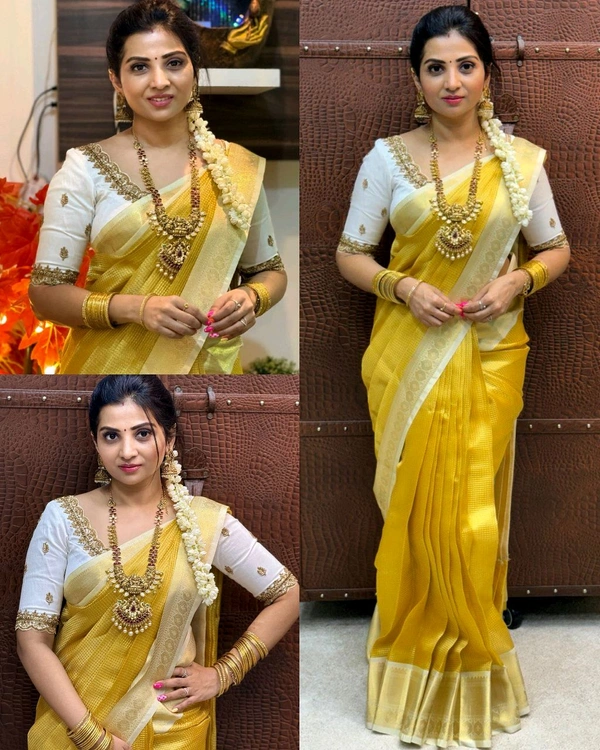 BANARASI SOFT PATTA NITA PATTU TISSUE SAREE - Fountain Blue, Free Size