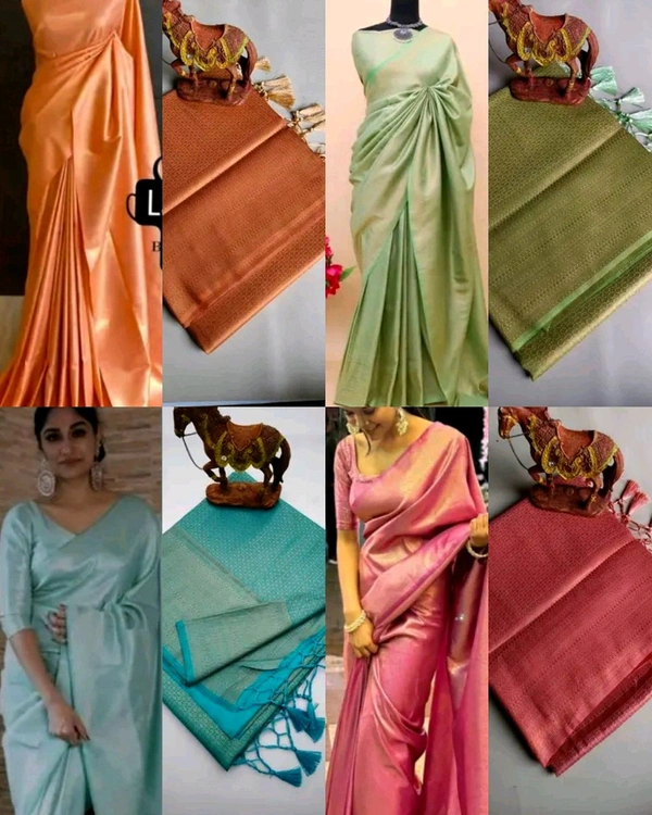 COPPER SOFTY Kubera Pattu Saree - Sky Blue, Free Size