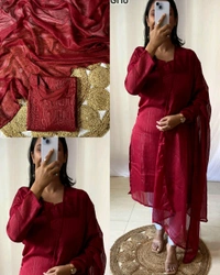 Stylish Beautiful Attractive Colours With Kurti and Dupatta - Peach, S