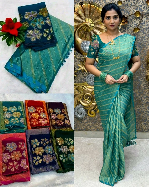 Trendy Beautiful Sarees - Free Size, Teal