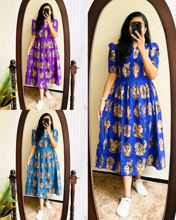 Introducing Beautiful prints of pure and rich Soft Cotton Gown - Blue, XL