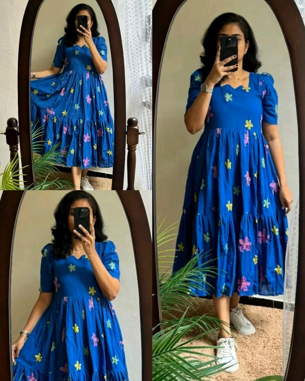 Introducing Beautiful prints of pure and rich Soft Cotton Gown - Blue, XL