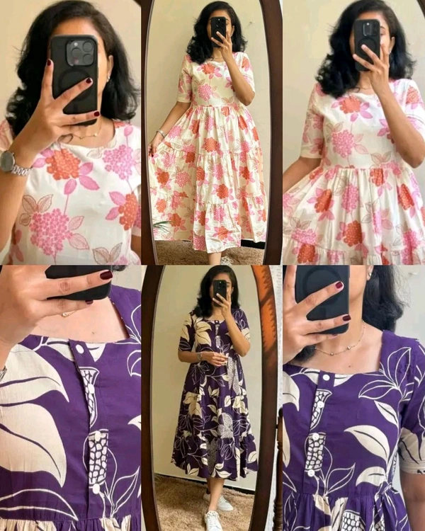 Introducing Beautiful prints of pure and rich Soft Cotton Gown - Pink, S