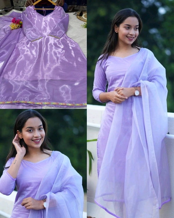 Trendy Shining Silk Sets - Mauve, M