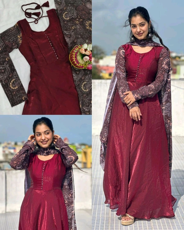 Beautiful arrived for party wear gown with dupatta - L