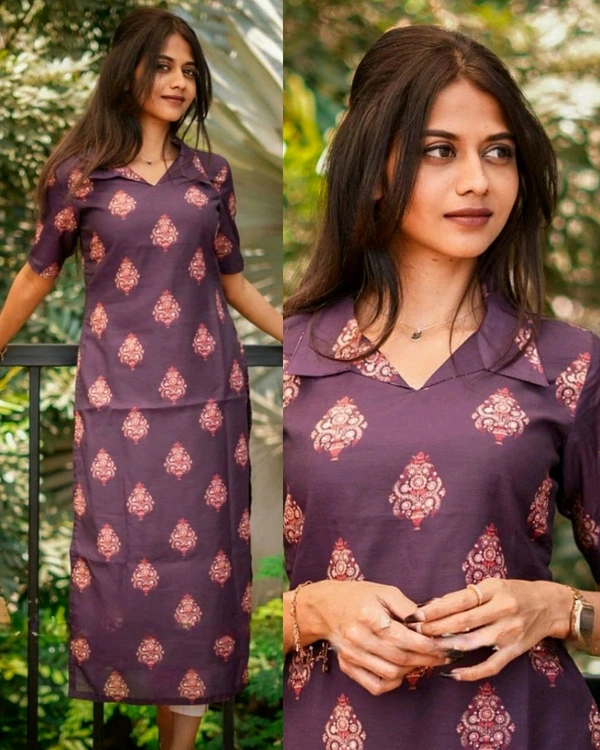 Designer Neck styles western kurti for Women - Ripe Plum, M