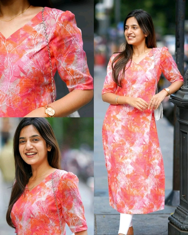 Designer Neck styles western kurti for Women - Wild Watermelon, 2XL