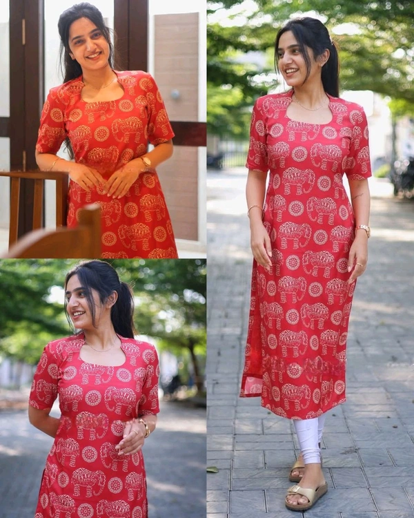 Designer Neck styles western kurti for Women - Guardsman Red, XL