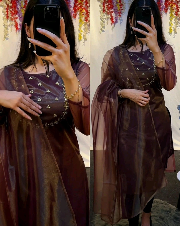 Trending Sparkle Handwork look for Festival Wear - Morocco Brown, L