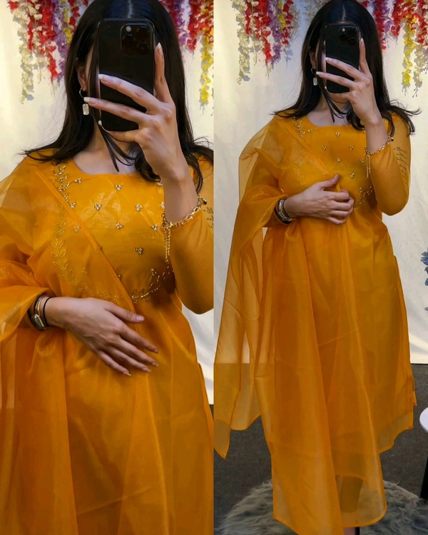 Trending Sparkle Handwork look for Festival Wear - Gold, L