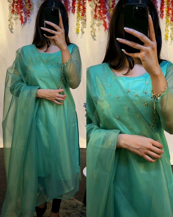 Trending Sparkle Handwork look for Festival Wear - Silver Tree, 2XL