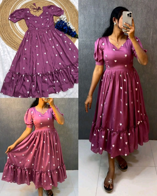 Launching valentine's days special Heart ❤️ midi gown - Fuchsia Pink, M