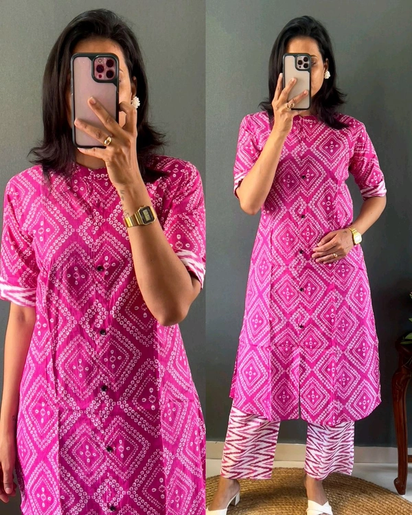 Launching pure jaipuri 100%Cotton Co-Ords set - Magenta / Fuchsia, XL
