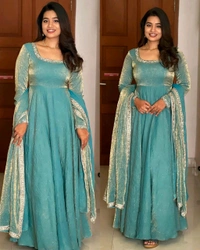 Launching Heavy Designer Party Wear Look Gown-Dupatta in Heavy Multy Thread Embroidery Sequence Work - XL