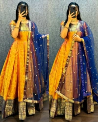 UPCOMING WEDDING SERIES GOWN WITH DUPPTA - Green, S