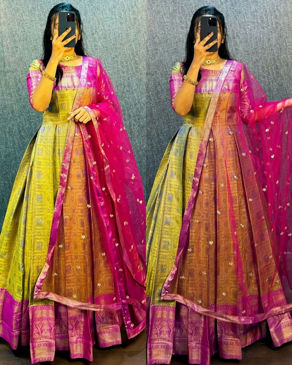 UPCOMING WEDDING SERIES GOWN WITH DUPPTA - Violet Eggplant, 2XL
