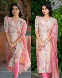 TRENDY HIGH DEMANDED KURTA WITH DUPATTA - Sky Blue, S