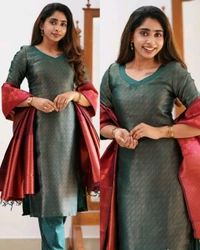 TRENDY HIGH DEMANDED KURTA WITH DUPATTA - Sky Blue, S