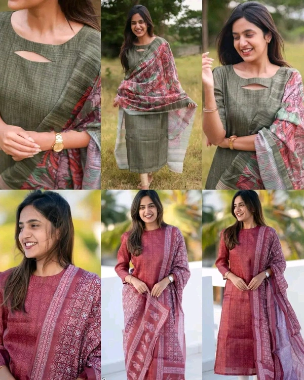 TRENDY HIGH DEMANDED KURTA WITH DUPATTA - Marron, L