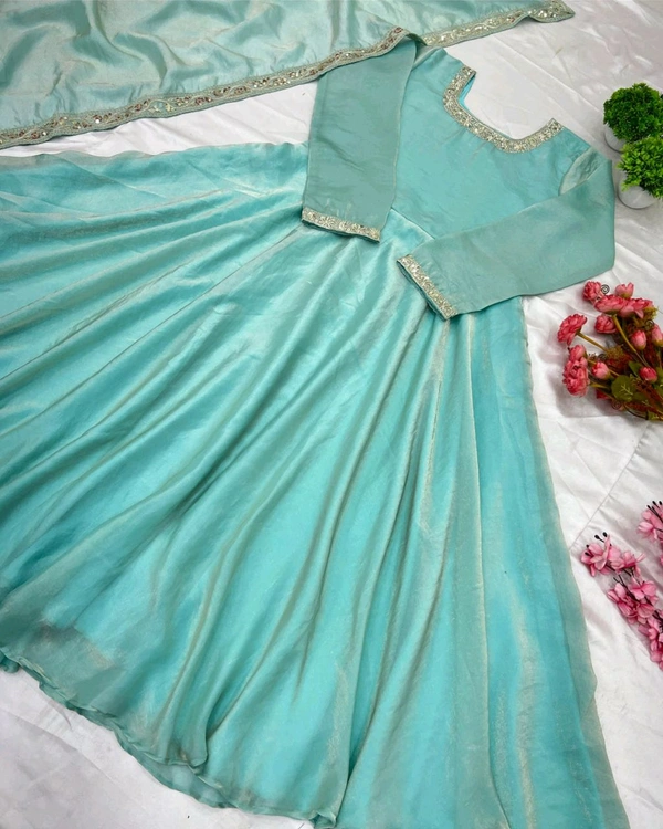 Launching Heavy Designer Party Wear Look Gown-Dupatta in Heavy Multy Thread Embroidery Sequence Work - XL