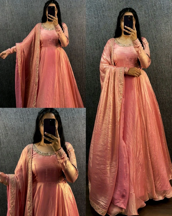 Trendy New Launching Festival Special Women Dresses - Peach, 3XL