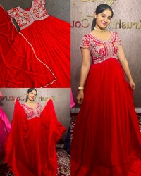 Aliya Cut Gown With Dupatta - 2XL, Blue