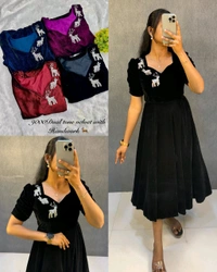 Launching New Designer party wear velvet midi gown - Wine, S