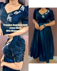 Launching New Designer party wear velvet midi gown - Wine, S