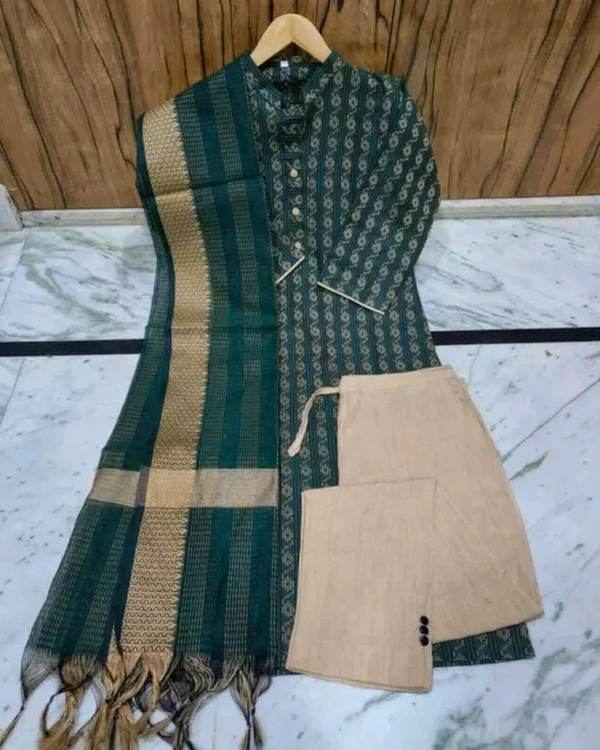 Khadi cotton daily wear kurta sets - M, Black