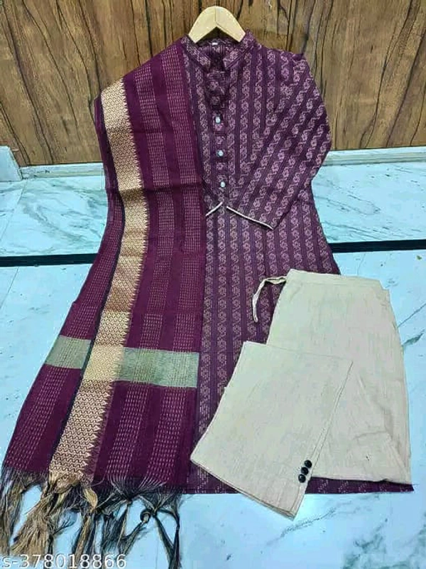 Khadi cotton daily wear kurta sets - L, Black