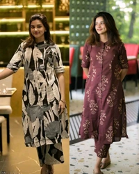 Launching Designer Co-Ords set in *Aline kurti pattern paired with Ankle length pant - White, M