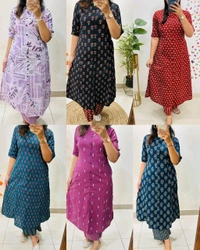 Launching Designer Co-Ords set in *Aline kurti pattern paired with Ankle length pant - White, M