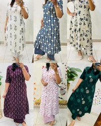 Launching Designer Co-Ords set in *Aline kurti pattern paired with Ankle length pant - White, M