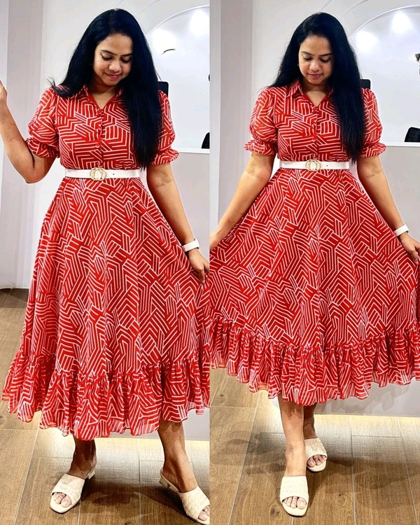 The Elegance ✨🤗 Pair It With A Beautiful Belt
- Red, L