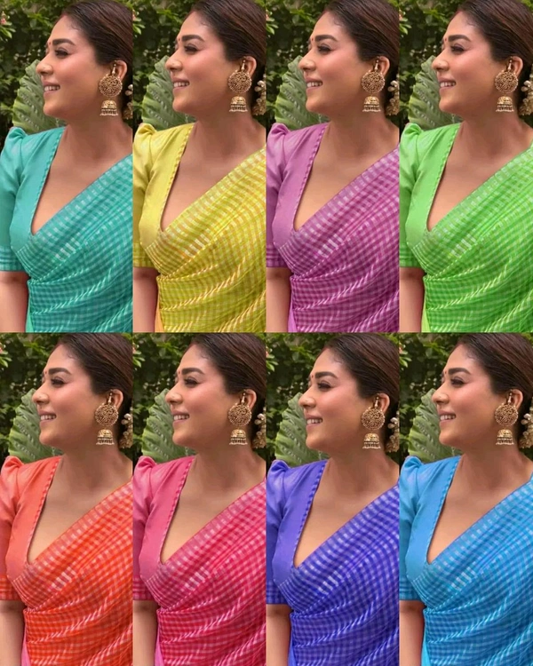 NAYANTHARA MAM INSPIRED KANJEEVARAM TISSUE SAREE - Curious Blue, Free Size