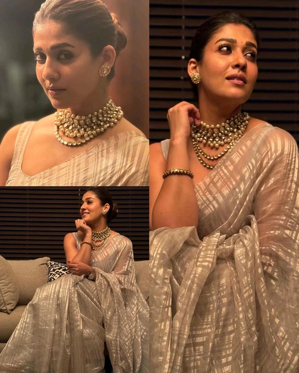 Nayanthara mam inspired chenderi Tissue silk saree - Free Size