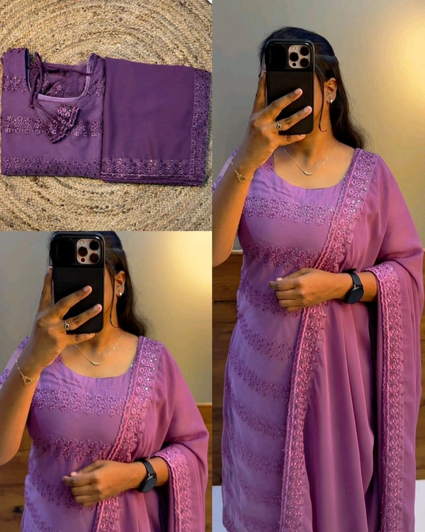 Trendy Net Embroidered kurti + dupata
- Choco, S