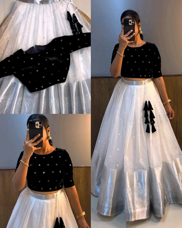 Trendy Fully Stitched Beautiful Crop top + Skirt Only
- White & Black, M