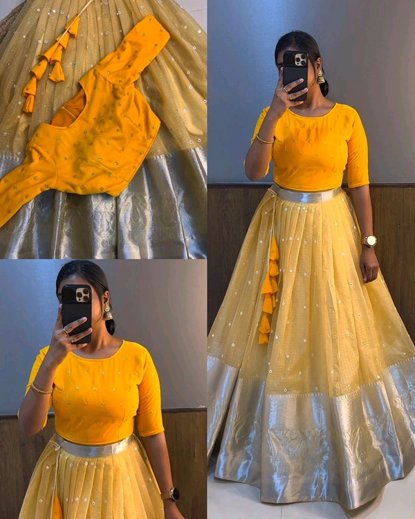 Trendy Fully Stitched Beautiful Crop top + Skirt Only
- Yellow, 2XL